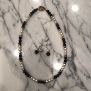 Sterling silver and pearl necklace and earrings